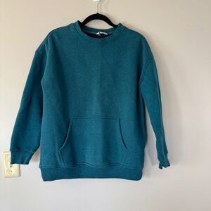 Danskin Teal Green Mock Neck Pocket Sweatshirt Women's Size Large